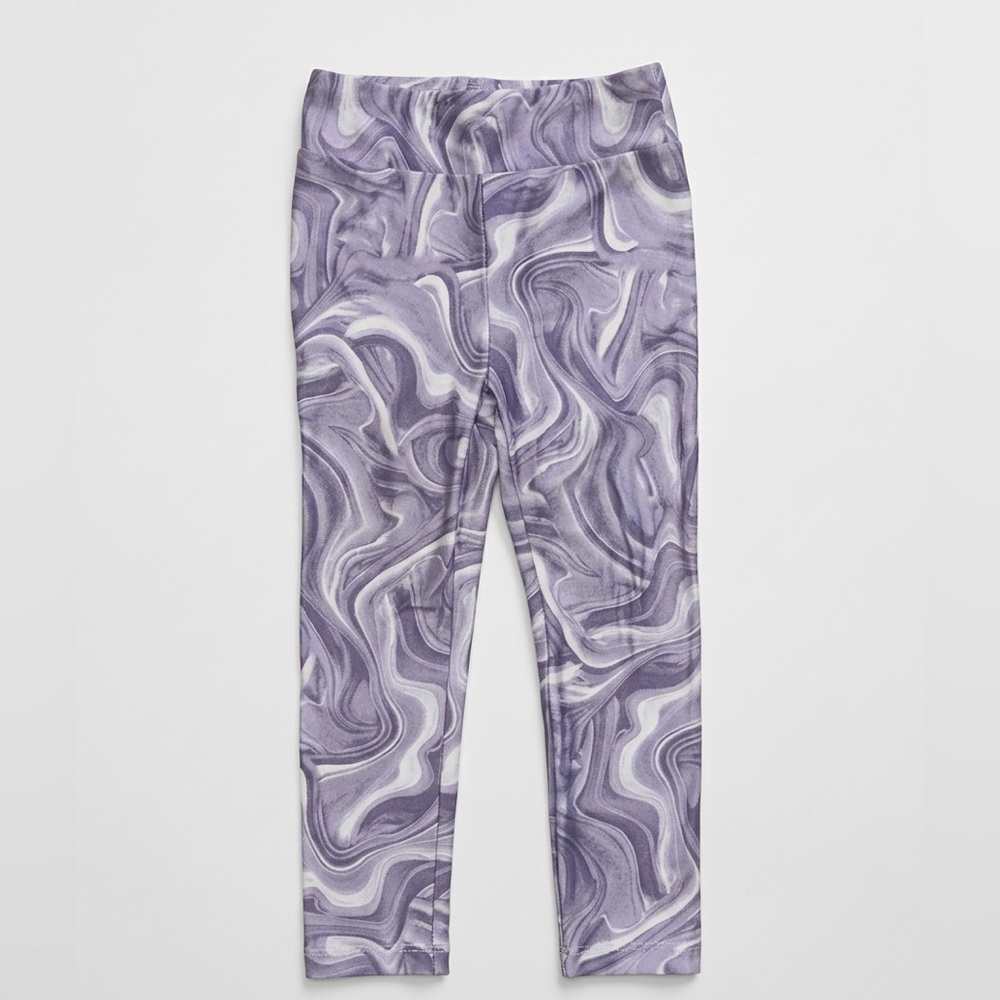 EUC Lazypants Girl’s Purple & White Swirl Kid Leggings Cozy Size 4
